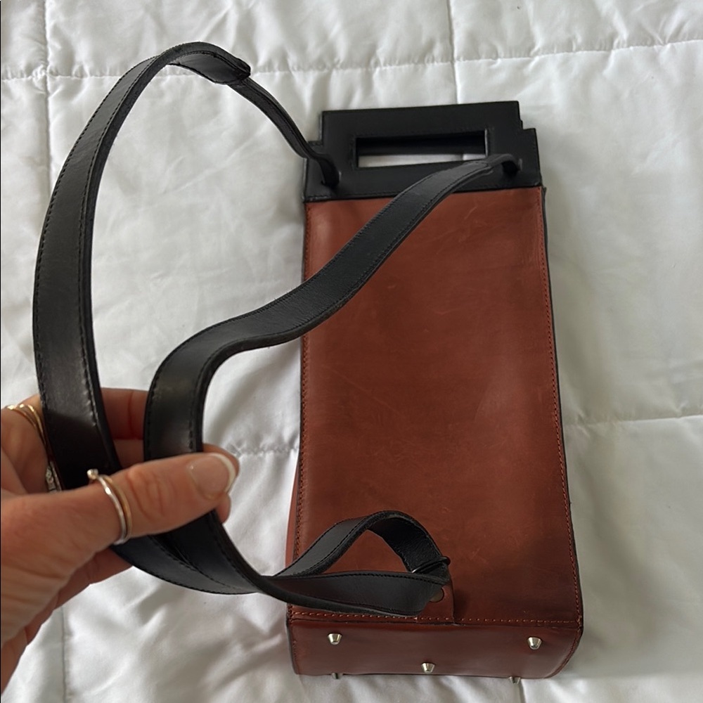 Hester Van Eeghen brown leather backpack bag w black straps